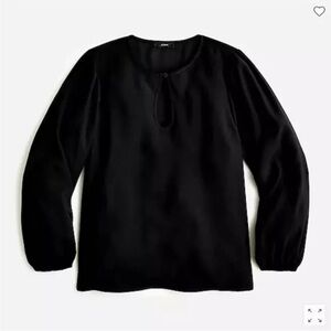 J. Crew Long-Sleeve Keyhole Top in Black Size Petite Small